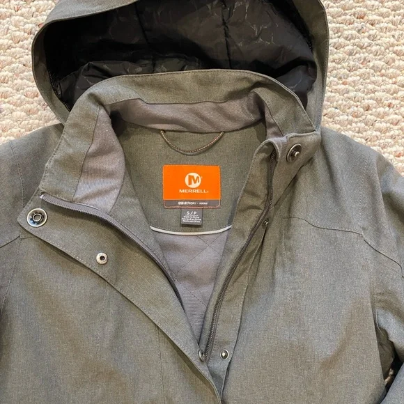 Merrell Long Gray Jacket Winter Coat Select Dry + Warm Mid Length - Picture 3 of 8